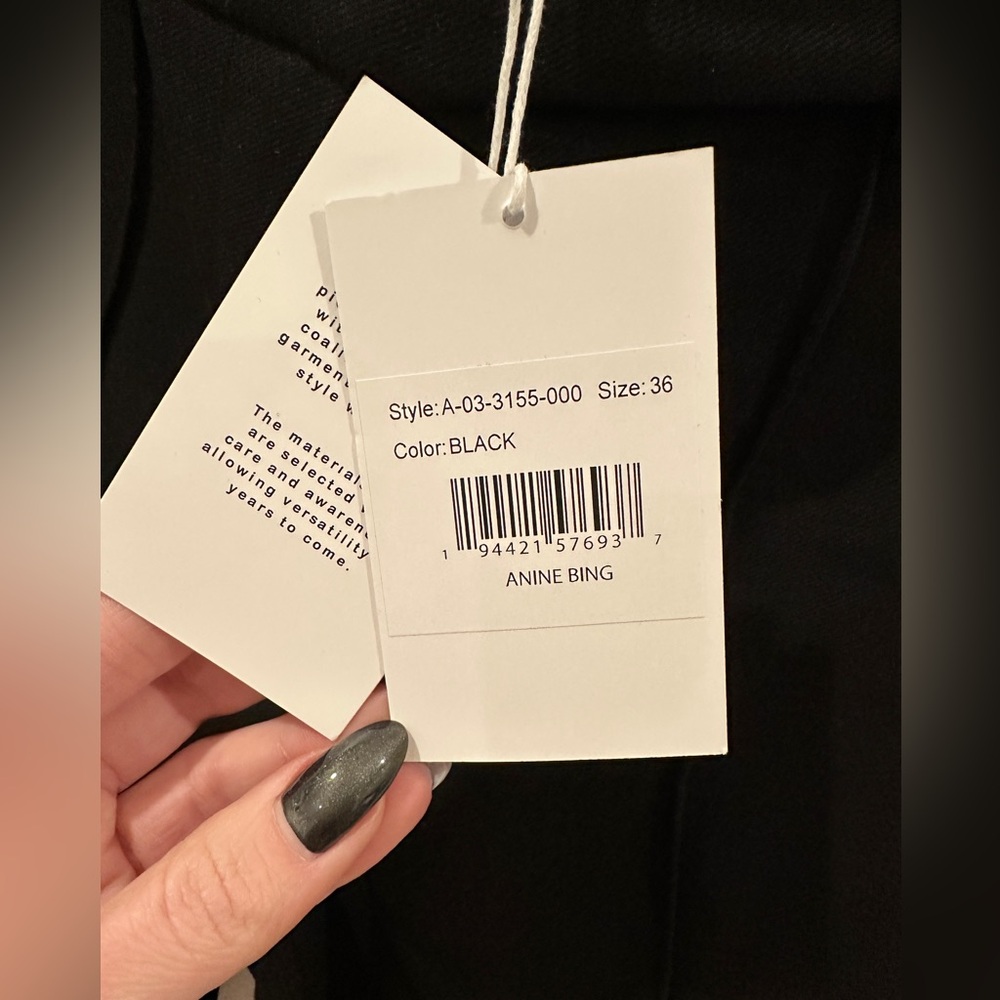 NWT Anine Bing Ian Ponte Slim-Leg Pant in Black | Size 4 - Picture 6 of 8